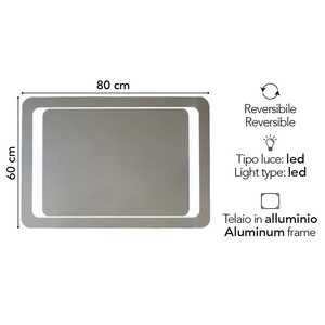 Reversible 80x60 Sandblasted Backlit LED <b>Mirror</b> - Product Image 2