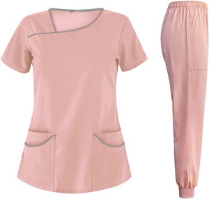 Fashionable <b>Plus</b> <b>Size</b> Blue Antibacterial Nurse <b>Scrubs</b> High Spandex Custom Soft 100% Cotton Twill Unisex Needle Hospital - Product Image 1