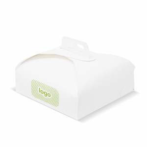 Boîtes à gâteaux mod. Blanc brillant avec poignée - Personnalisable en 1 couleur - 25 x 25 - Product Image 1