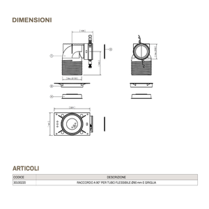 Raccordo Tecnosystemi 90 per Tubi Flessibili da 90 mm, Componente per Sistemi HVAC, Connessione a Griglia 30100220 - Product Image 3