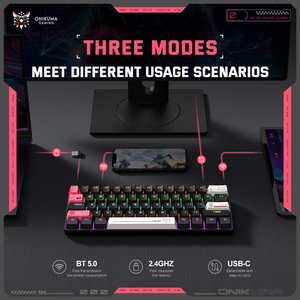 <span class=keywords><strong>Clavier</strong></span> mécanique RGB 60% OEM personnalisé ONIKUMA MT605, <span class=keywords><strong>clavier</strong></span> de jeu <span class=keywords><strong>sans</strong></span> <span class=keywords><strong>fil</strong></span> tri-mode, usine pour marque à étiquette privée - Product Image 3