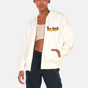 OEM/ODM sweats à capuche pour femmes 450GSM fermeture éclair complète logo sérigraphié personnalisé sweat-shirt à capuche pour femmes surdimensionné épaules tombantes sweats à capuche pour femmes - Product Image 1