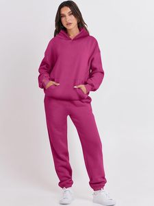 Chándal de lana tecnológica de algodón de alta calidad para mujer, chándal liso de gran tamaño de dos piezas para mujer, chándales de lana al por mayor para mujer - Product Image 4