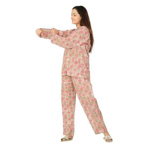 <b>Women's</b> Handmade Cotton <b>Pajama</b> Set Lightweight Block Print Nightgown <b>for</b> <b>Summer</b>-Nightwear - Product Image 3