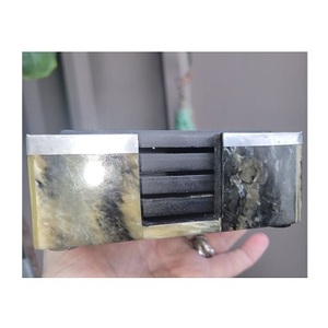 <b>Set</b> <b>Of</b> <b>6</b> Dining <b>Table</b> Ware <b>Coasters</b> Black Color for Home Hotel Wedding Party Square Shape Horn Stone <b>Coasters</b> - Product Image 3