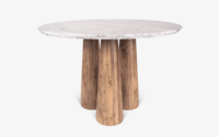 Mesa de Comedor de Madera Maciza de Lujo Premium con Cubierta de Mármol, Diseño Moderno Ecológico, Muebles para el Hogar Duraderos de Alta Calidad para 4 Personas