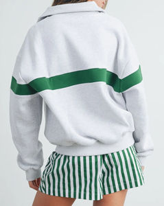 Sweat-shirt à demi-zip pour femme de qualité supérieure, vêtements en coton respirant pour le jogging, sports, sweats à capuche et ensembles de survêtement pour femmes - Product Image 2