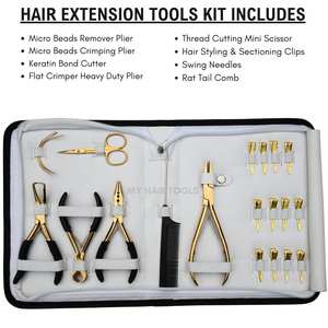 Kit Profesional de Extensiones de Cabello con Micro Anillos, Pinza de Engarzado de 3 Orificios, Pinza de Dientes Planos, Cortador de Unión, Peine Separador, Tijeras Pequeñas - Product Image 2