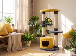 Arbre à chat Amistar Golden Height en bois de haute qualité, 100 cm de haut, écologique et durable pour chats de toutes tailles et de tous âges - Product Image 3