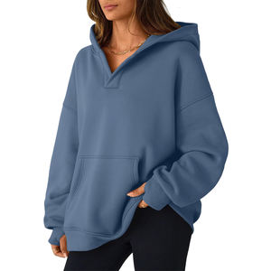 เสื้อสเวตเชิ้ตมีฮู้ดน้ำหนักเบาสำหรับผู้หญิง ชุดกีฬาฤดูใบไม้ผลิ สีพื้น ระบายอากาศได้ดี ไร้ตะเข็บ ทรงหลวม มีกระเป๋า - Product Image 4