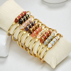 Hexagone Forme Oeil de Tigre Fil Wrap Bracelet Classique Plaqué Or Manchette Réglable pour la Fête ou Cadeau En Gros - Product Image 2