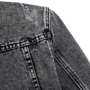 Veste en jean gris délavé pour homme, 100 % coton, boutonnée, manches longues, style décontracté, coupe classique, streetwear, vêtement d'extérieur - Product Image 5