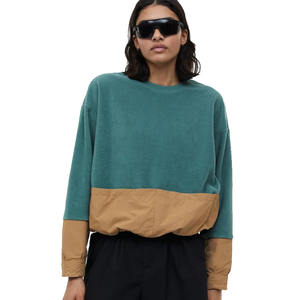 Qualité supérieure femmes couleur vert de mer résistance à l'eau couleur bloc de couleur sweat à col rond à vendre à bas prix - Product Image 1