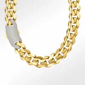 Collar de cadena cubana de oro amarillo chapado en oro real, collar de cadena de eslabones de oro de diamante para joyería de moda para hombres - Product Image 1