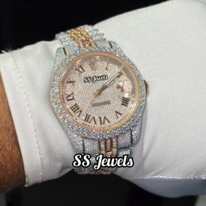 Reloj de Lujo para Hombre con Diamante Moissanite VVS, Acero Inoxidable, Chapado en Oro Rosa, Hecho a Mano, con Incrustaciones de Diamantes, Movimiento Automático Japonés, 41 mm - Product Image 5