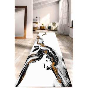 Black and <b>Gold</b> Marble Rug: Modern Living Room Decor,With Pile Soft Rug - Product Image 4