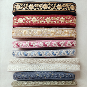 เครื่องริบบิ้นและผ้าลูกไม้ปักแบบกำหนดเอง,ในดีไซน์และสีต่างๆสำหรับชุดแต่งงานในการออกแบบและขนาดต่างๆ - Product Image 1