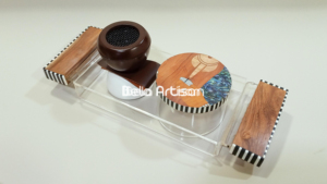 Transparent acrylique Mubkhara plateau boîte bois imprimé Bakhoor brûleur ensemble Bela Artisan diffuseur d'encens pour la maison aromathérapie Eid - Product Image 5