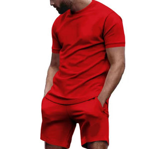 Fournisseur d'usine ensemble de shorts pour hommes été séchage rapide à manches courtes 100% ensembles de shorts en coton biologique pour hommes prix raisonnable - Product Image 5