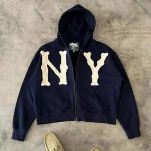 Streetwear personnalisé éponge française strass soleil délavé à l'acide en détresse Patch broderie bases coton mélangé - Product Image 3