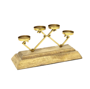 Recién llegado, 4 tazas hechas a mano con luz en T, portavelas Rectangular, decoración rústica de madera, portavelas moderno - Product Image 1