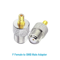 Adaptador Coaxial RF de Conector F Hembra a SMB Macho, Latón Chapado en Oro/Níquel, Recto, para TV