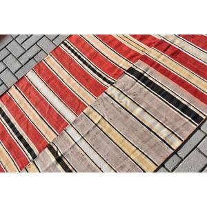 Vintage 9x12 Rectangle Large Area Rug Ethnic <b>Red</b> Beige Patchwork Design 10mm Wool <b>Material</b> with Latex for Teen 3.8x4.4ft - Product Image 5