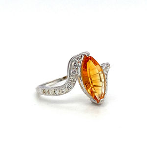 Bague de fiançailles en or blanc 18 ct personnalisable avec citrine naturelle en diamants plaqué rhodium bijoux de mariée pour les mariages et les fêtes - Product Image 2