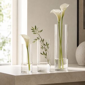 Vaso Moderno da Tavolo Alto 30 40 50 60cm, Vaso Cilindrico Grande <span class=keywords><strong>in</strong></span> Vetro Trasparente da 10 20 25cm per <span class=keywords><strong>Fiori</strong></span>, Vaso Alto per Matrimoni - Product Image 6
