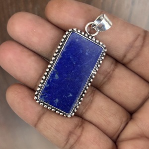 Colgantes de Plata de Alta Calidad con Baño de Plata, Bisel de Lapislázuli Azul, Diseños Modernos y Variados, Dijes de Cristal para Bodas, Moda - Product Image 3