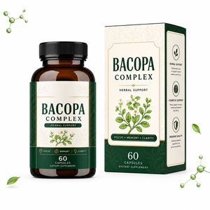 Cápsulas Nootrópicas <span class=keywords><strong>al</strong></span> <span class=keywords><strong>por</strong></span> <span class=keywords><strong>Mayor</strong></span>, Bacopa Monnieri con Fosfatidilserina, Vitamina B6 Activa, Vitamina B12, Bienestar Cognitivo, Fábrica - Product Image 1