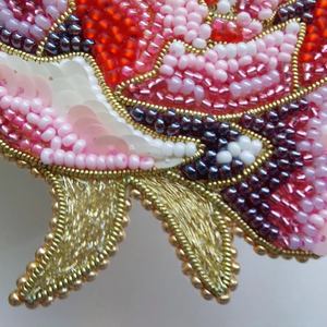 กิ๊บติดผมดอกกุหลาบปักลายดอกไม้สำหรับผู้หญิงทำด้วยมือเครื่องประดับลูกปัดเครื่องประดับพลาสติกสำหรับลุคโรแมนติก - Product Image 4