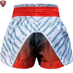 Shorts de combat MMA pour hommes à imprimé tigre, taille mi-haute, cordon de serrage, séchage rapide, toile polyester/coton, style décontracté chic, logo personnalisé sur le devant - Product Image 5
