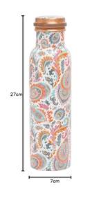 Bouteille d'eau en cuivre pur Meenakari, anti-fuite, bouteilles Meenakari 950 ml, cuivre pur, design artistique traditionnel, bouteille de bien-être quotidien - Product Image 5