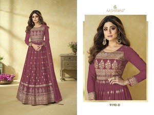 Robe longue brodée de style indien pour femmes, tenue de mariage et de fête - Product Image 4