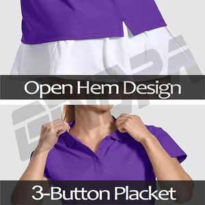 เสื้อโปโลสีม่วงของผู้หญิงทำจากผ้านุ่มระบายอากาศได้ดีดีไซน์ทันสมัยและใส่สบายเหมาะสำหรับใส่ทำงานใส่สบายทุกวัน - Product Image 4