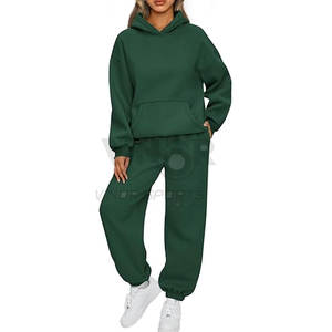 Vente en gros de vêtements pour femmes Ensemble 2 pièces pantalon de survêtement et sweat à capuche en polaire de haute qualité avec logo personnalisé Survêtements et survêtements de style - Product Image 1