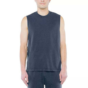 Camiseta sin mangas de color azul marino para hombre, venta al por mayor, camiseta sin mangas de entrenamiento deportivo para gimnasio, camiseta sin mangas de secado rápido a la venta para hombre, camiseta sin mangas de Fitness para hombre - Product Image 1