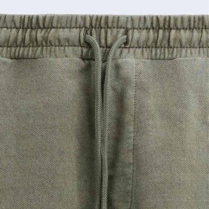 Shorts décontractés pour hommes en toile anti-plis de haute qualité, taille mi-haute avec cordon de serrage, couleur unie - Product Image 6