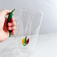 Théière élégante en verre borosilicate avec poignée en forme de piment, résistante à la chaleur, écologique, capacité de 1000 ml