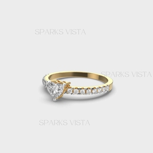 Lujo 10K 14K 18K oro corazón corte diamante anillo de compromiso Pave diamante atemporal boda aniversario fiesta para certificado romántico - Product Image 4
