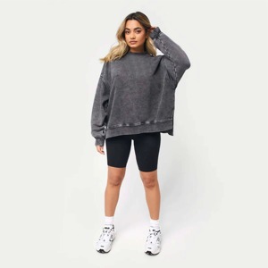 Gran oferta 360 Gsm algodón polar de talla grande cuello redondo en blanco mujer sudadera de alta calidad Puff impresión personalizada Sudadera con capucha y sudaderas - Product Image 4