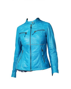 Vestes à fermeture éclair pour femmes rembourrées de coton avec fermeture éclair Veste de moto Véritable veste en cuir à fermeture éclair toutes saisons - Product Image 1