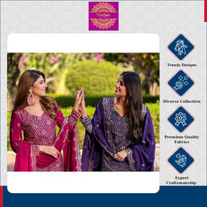 Meilleur prix pour High Nouvel ensemble de vêtements de fête traditionnels de créateur-High Chinon Kurti Plazzo Dupatta pour femme Dernière arrivée en stock - Product Image 4