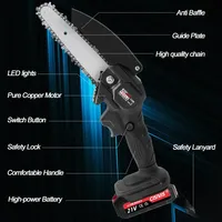 Gergaji mesin Mini tanpa kabel 6 inci, gergaji listrik genggam dengan 2 baterai, kotak alat