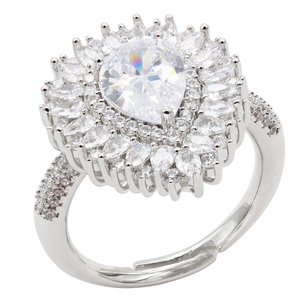 CZ anelli in resina placcata oro rosa regolabili alla moda apertura intarsio forma numero - Product Image 2