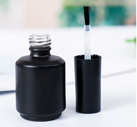 Vente en gros de flacons de vernis à ongles en verre noir mat de 15 ml, vides, style CND, pour vernis gel UV