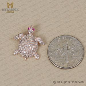 จี้รูปเต่าสีโรสโกลด์14K ทำด้วยมือจี้เพชรทำด้วยมือเครื่องประดับดีไซน์ใหม่จี้เต่าใส่ได้ทั้งชายและหญิงเครื่องประดับทับทิม - Product Image 4