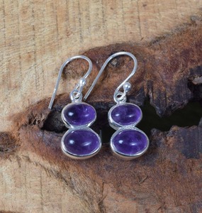 925 boucles d'oreilles en argent Sterling massif améthyste pierres précieuses balancent des bijoux en argent conception boucle d'oreille pour femmes filles tendance - Product Image 4