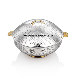Noir Antique Fini En Acier Inoxydable Double Paroi Hotpot Top Garder Les Aliments Forme Ronde Vaisselle De Luxe En Métal Réchauffeur De Nourriture - Product Image 5